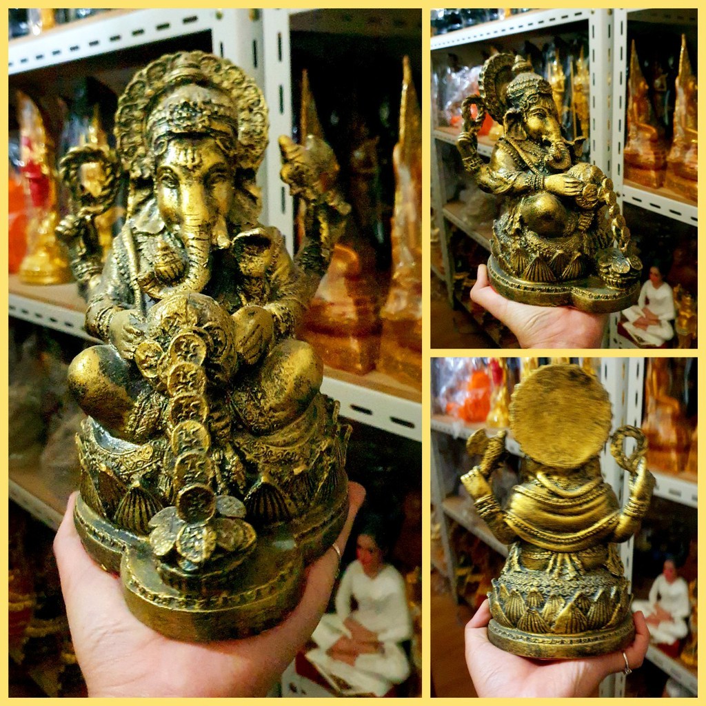 พระพิฆเนศมหาเทพประทานทรัพย์ ปางประทานเงิน ประทานทอง ทรัพย์ไหลกองทองไหลมา(หน้าตัก5นิ้ว สูง18ซม.