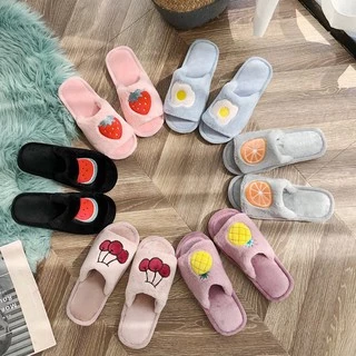 ⚡️ส่งไวจากไทย⚡️(SH-1-06) รองเท้าใส่เดินในบ้าน รองเท้าสลิปเปอร์ slippers ลายผลไม้ ไข่ดาว น่ารักสุดๆ สวมใส่สบาย ขนนุ่มนิ่ม