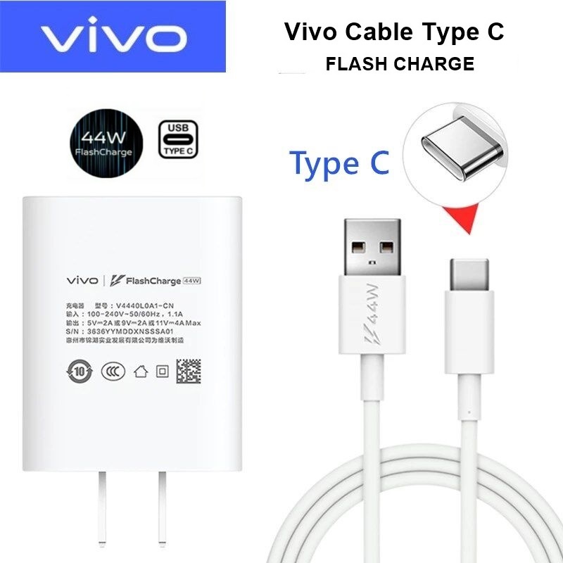 ชุดชาร์จ Vivo FlashCharge Usb TypeC 44W หัวชาร์จvivo 44W