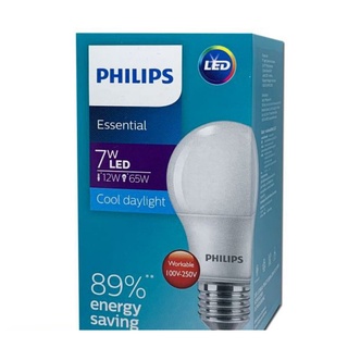 หลอด LED BULB ประหยัด มีขนาด 5W 7W 9W 11W 13W มีแสงขาว Daylight และ วอร์มไวท์ Warmwhite ยี่ห้อ Philips รุ่น Essential