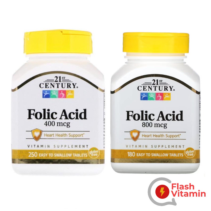 < พร้อมส่ง> 21st Century, Folic Acid ขนาด 400 mcg / 800 mcg - โฟลิก บำรุงโลหิต
