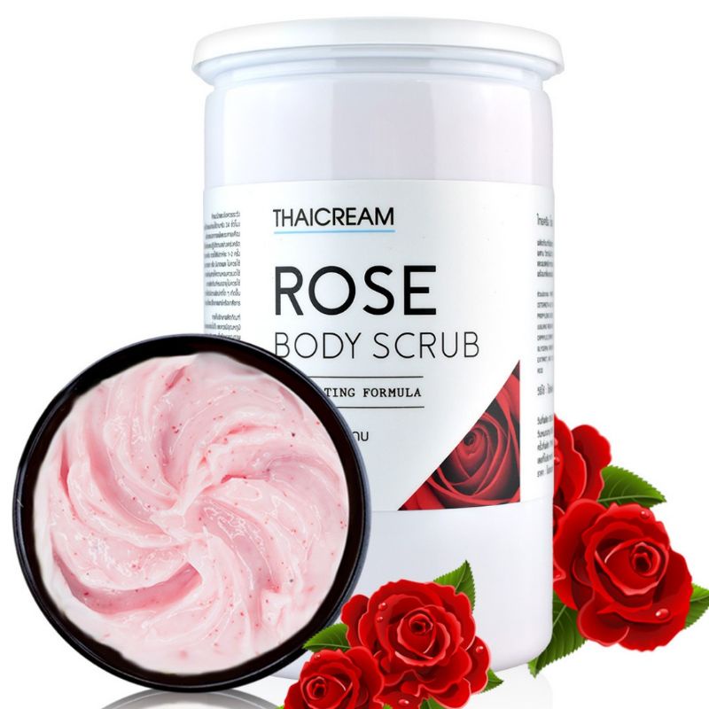 thaicream สครับกุหลาบ 1กิโล ครีมสครับขัดผิว ไทยครีม สครับผิว rose body scrub ขัดขี้ไคล ครีมขัดตัว
