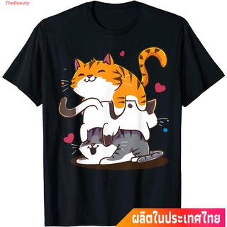 เสื้อยืดผ้าฝ้ายพิมพ์ลายขายดีเสื้อยืดตัวล่าสุดTheBeauty ใหม่ แมว น่าสนใจ น่ารัก  Cat Anime Kawaii Neko T-Shirt คอกลม แฟชั