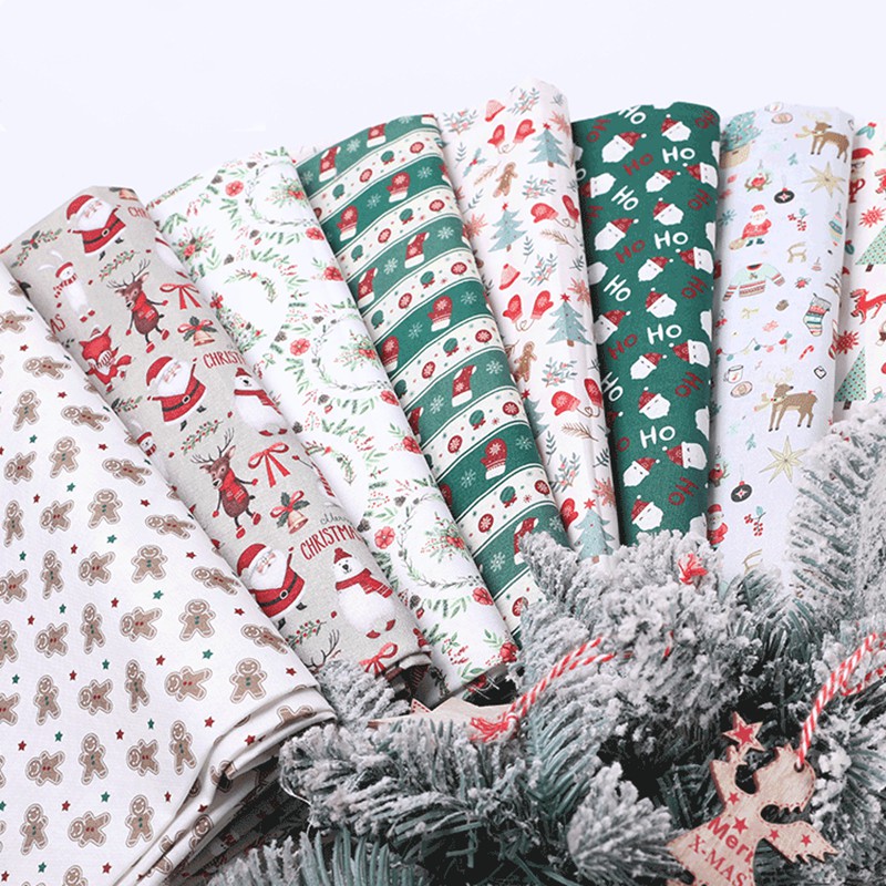 Christmas Series การ์ตูนผ้าฝ้ายแท้ 100% พิมพ์ผ้า DIY Handmade Patchwork Quilting ผ้า Kain 50x145 ซม.