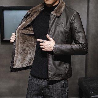 mens fur collar leather jacket