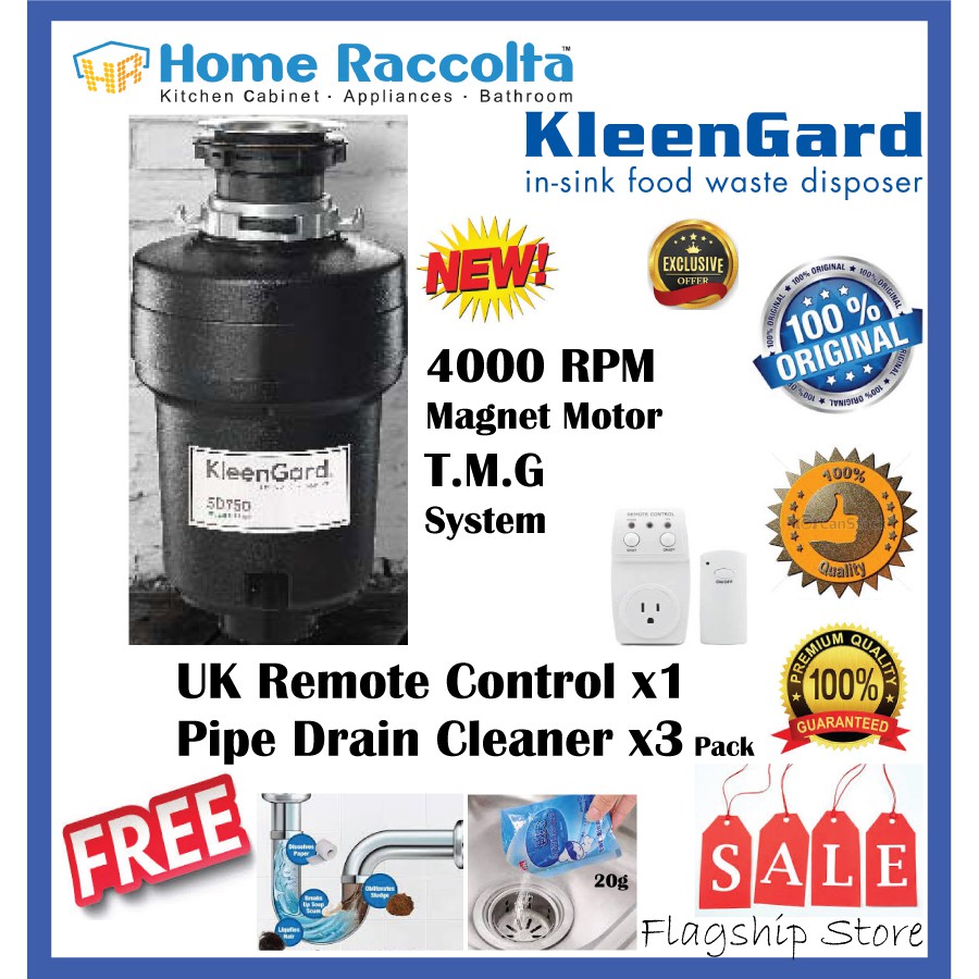 KleenGard Food Waste Disposer SD750 0.75HP In-Sink Waste Disposal SD750 Deluxe