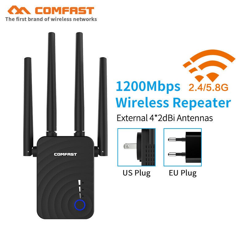 Comfast WiFi Repeater CF-WR754AC ขยายสัญญาณ WiFi AC1200Mbps WiFi5 Dualband 2.4/5.8Ghz