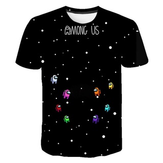 เสื้อยืดแขนสั้น พิมพ์ลาย Among Us 3 มิติ แฟชั่นฤดูร้อน สไตล์สตรีท สําหรับเด็กผู้ชาย และเด็กผู้หญิง