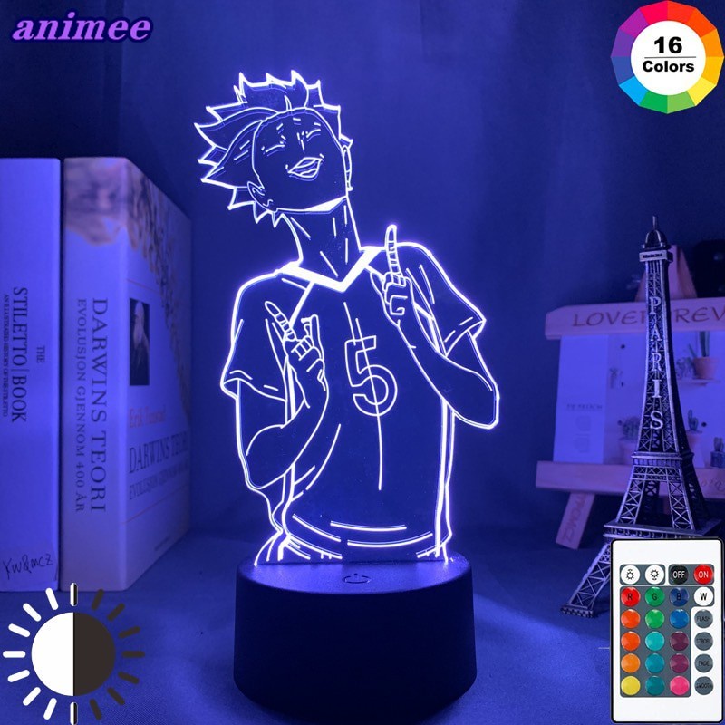 3d โคมไฟอะนิเมะ Haikyuu Tendou ซาโตรี่สําหรับเด็กเด็กตกแต่งห้องนอน Night Light มังงะ Gadget Tendou โ