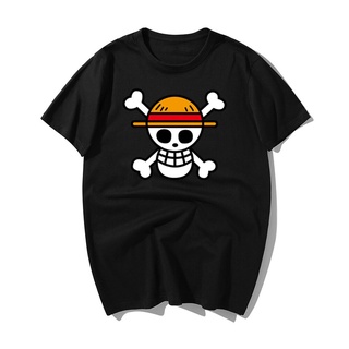 เสื้อยืดผ้าฝ้ายเสื้อยืดลําลอง ผ้าฝ้าย แขนสั้น พิมพ์ลายอนิเมะ One Piece Monkey.D.Luffy แฟชั่นฤดูร้อน สําหรับผู้ชายL XL  X