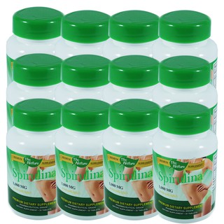 The Nature Spirulina 1,000 mg.สาหร่ายสไปรูลิน่า (30แคปซูล) 12 กระปุก