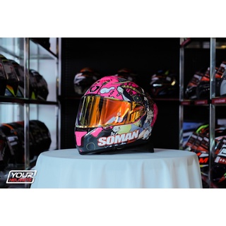 หมวกกันน็อค SOMAN HELMET รุ่น SM961-S SHOCKING PINK ACE-CENSOR