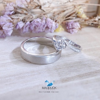 Madduckjewels แหวนเงินแท้ เพชร CZ ชุบโรเดียม RG1728WGR-RG1561