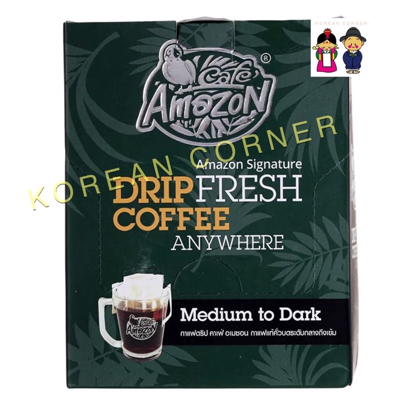 กาแฟดริป กาแฟสดแบบพกพา กาแฟคั่วบด ชงเองง่ายๆ ไม่ต้องพกเครื่องชง Cafe Amazon Drip Coffee Signature คา