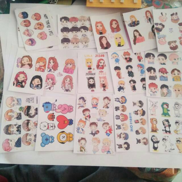 Chibi สติ๊กเกอร์ KPOP CHIBI EXO BTS WANNAONE ICON BLACKPINK BIGBANG SEVENTEEN สติ๊กเกอร์เด็ก