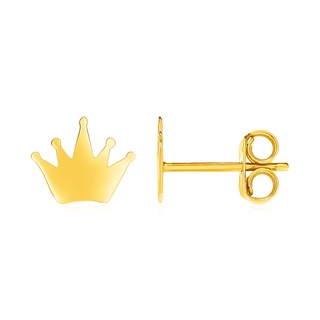 ต่างหูทองคำแท้ 14k รูปมงกุฎ14k Yellow Gold Post Earrings with Crowns (พรีออเดอร์ pre-order ทัก chat ก่อนสั่ง)