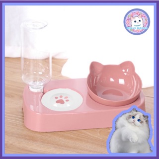 MILLY HOUSE♥ Pet Bowl ชามให้อาหารพร้อมน้ำสำหรับสุนัขและแมว แบบ 2 หลุม 【GZ10055】