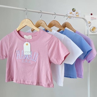 Sugarbeetshop | CROP HAWAII 🤍 เสื้อยืด เสื้อครอปทรงพอดีตัว เสื้อผ้า cotton