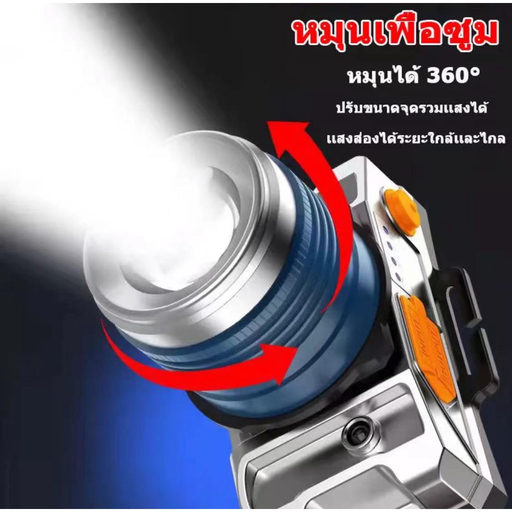 【ฟังก์ชันการชาร์จมือถือฉุกเฉิน】ไฟฉายคาดหัว รูปที่ 2