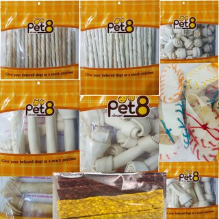 หนังวัวพันเกลียว 5นิ้ว สีขาวและสีธรรมชาติ 400g by PET8 RAWWHIDE Big Pack