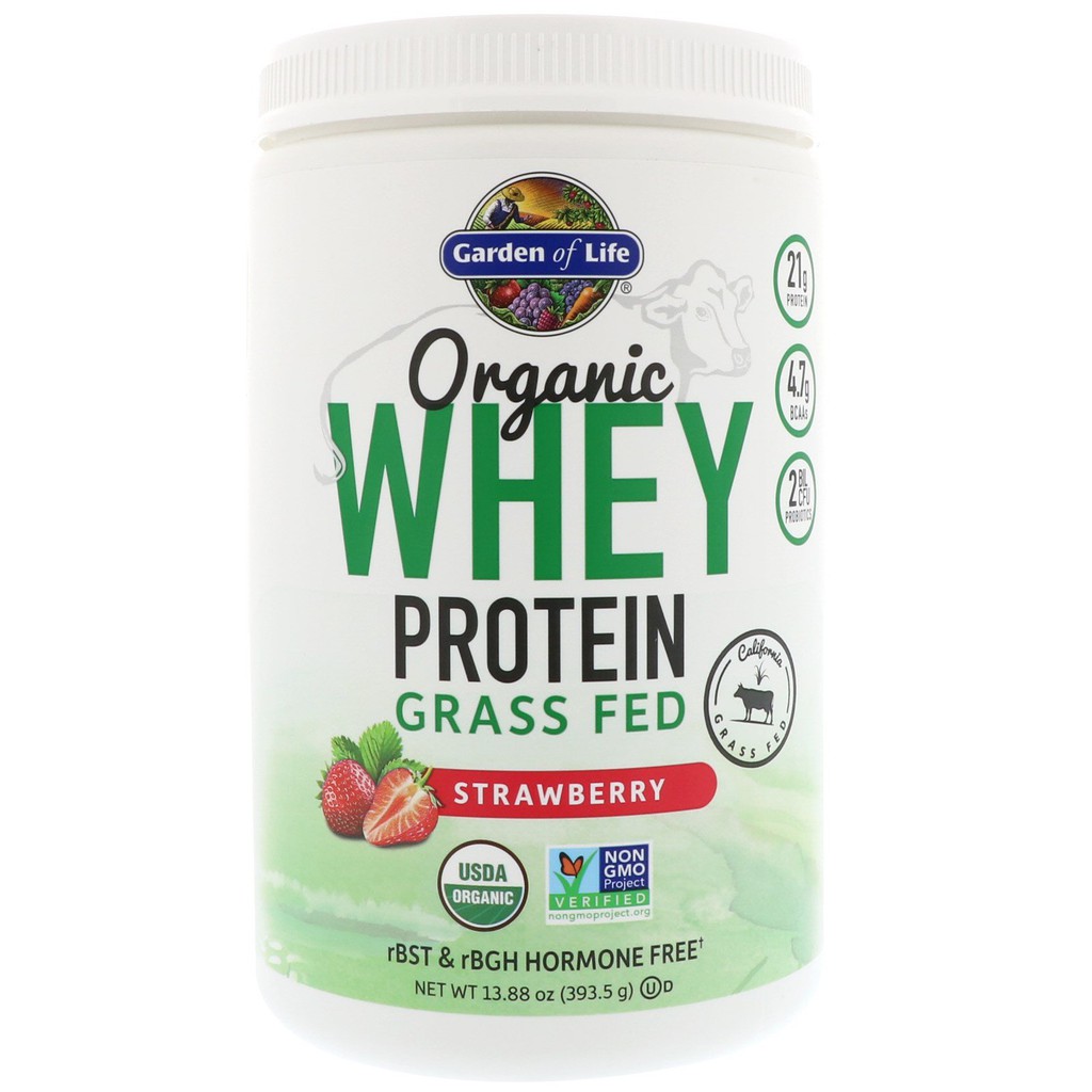 Garden of Life, Organic Whey Protein Grass-Fed, Strawberry, 13.88 oz (393.5 g)