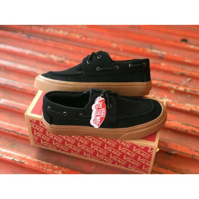 Hitam 100% VANS นําเข้า ZAPATO FULL BLACK GUM PLAIN BLACK OLDSKOOL ERAa