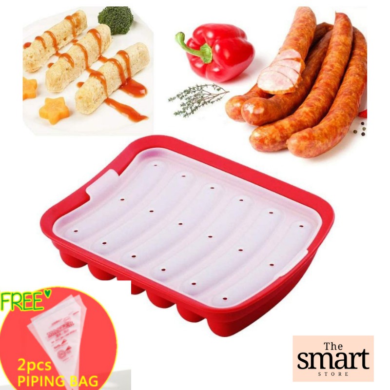 [ผู้ขาย SG] เครื่องทําไส้กรอกซิลิโคนไส้กรอกแม่พิมพ์ซิลิโคนMould Hotdog Makerพร้อมฝาปิดอาหารเด็กBLWเค