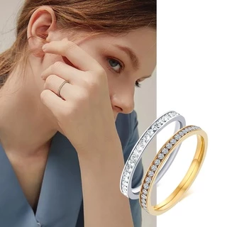 Vnox 18K Gold Wedding Band แหวนหมั้น Cubic Zirconia