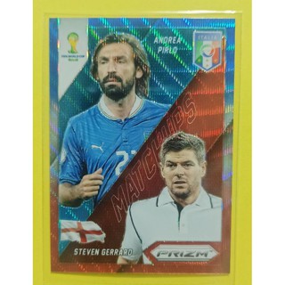 FOOTBALL CARD PANINI PRIZM 2014 WORLD CUP MATCHUPS GERRARD vs PIRLO RED WHITE BLUE PRIZM #8 / EX CONDITION