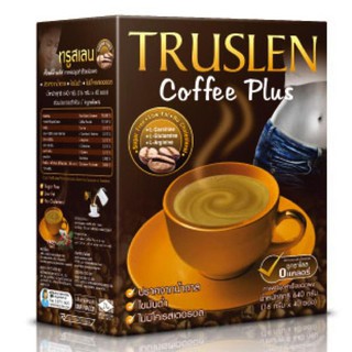 ﻿Truslen Coffee Plus ทรูสเลน กาแฟไขมันต่ำ ไม่มีน้ำตาล สร้างมวลกล้ามเนื้อ 16g. x40ซอง