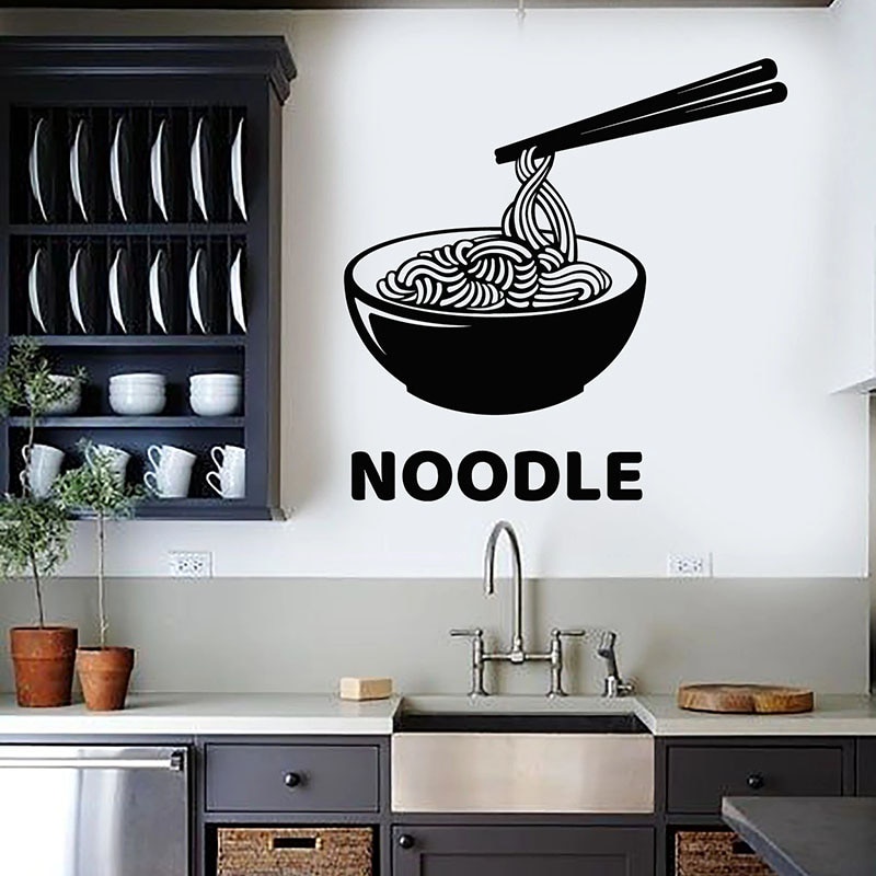 ก๋วยเตี๋ยว Wall Decal Oriental อาหารร้านอาหารญี่ปุ่น Cafe ตกแต่งภายในโลโก้ประตูหน้าต่างไวนิลสติกเกอร์วอลล์เปเปอร์ E790