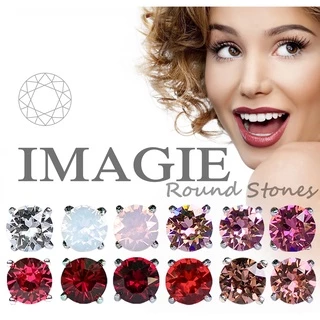 IMAGIE ต่างหูคริสตัล เม็ดกลม 3-4-6-7mm โทนชมพู-แดง