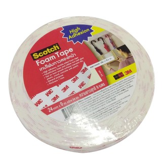 3M SCOTCH 3เอ็ม สก๊อตซ์ เทปโฟม กาวสองหน้า PE ขนาด กว้าง24mm ยาว9เมตร กาว2หน้า Foam Tape Adhesive