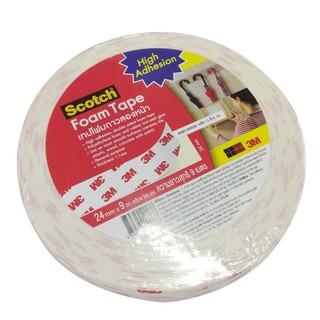 3M SCOTCH 3เอ็ม สก๊อตซ์ เทปโฟม กาวสองหน้า PE ขนาด กว้าง24mm ยาว9เมตร กาว2หน้า Foam Tape Adhesive