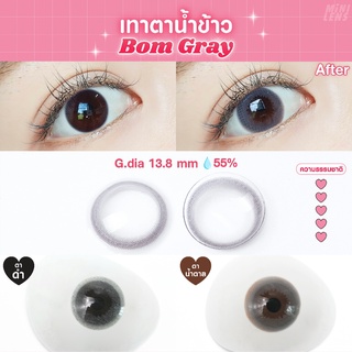 คอนแทคเลนส์ คอนแทคเลนส์รายเดือน Mini Lens รุ่น Bom Gray เทาตาน้ำข้าว