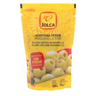 Jolcaจอลก้ามะกอกเขียวไร้เมล็ด 185กรัม Jolca Seedless Green Olives 185g.อาหาร วัตถุดิบ  อาหารกระป๋อง สลัด