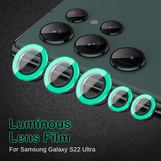 Luminous Rear Camera Metal Glass Case For Samsung Galaxy S22 Ultra 5G Back Lens Protector Ring Sumsung S22Ultra S 22 Ultra Cover