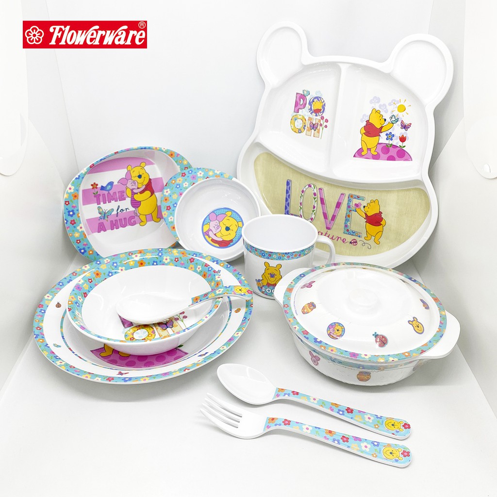 Pooh Birds จานชามเมลามีน แก้วน้ำ ช้อนส้อม ลายการ์ตูน หมีพูห์ ศรีไทยซุปเปอร์แวร์ Flowerware [ขายเป็นชิ้น/เลือกรหัสสินค้า]