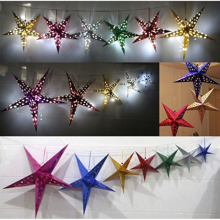 3d Laser Pentacle Star Lampshade Bar Ceiling Decorations Christmas