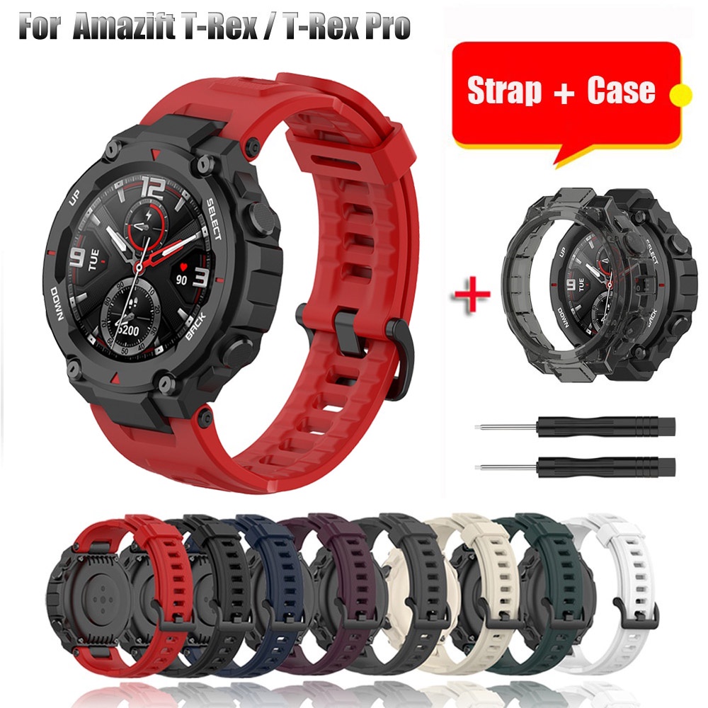 สายนาฬิกาข้อมือซิลิโคน สีดํา สําหรับ Huami Amazfit T Rex WatchStrap Amazfit T-Rex T-Rex Pro