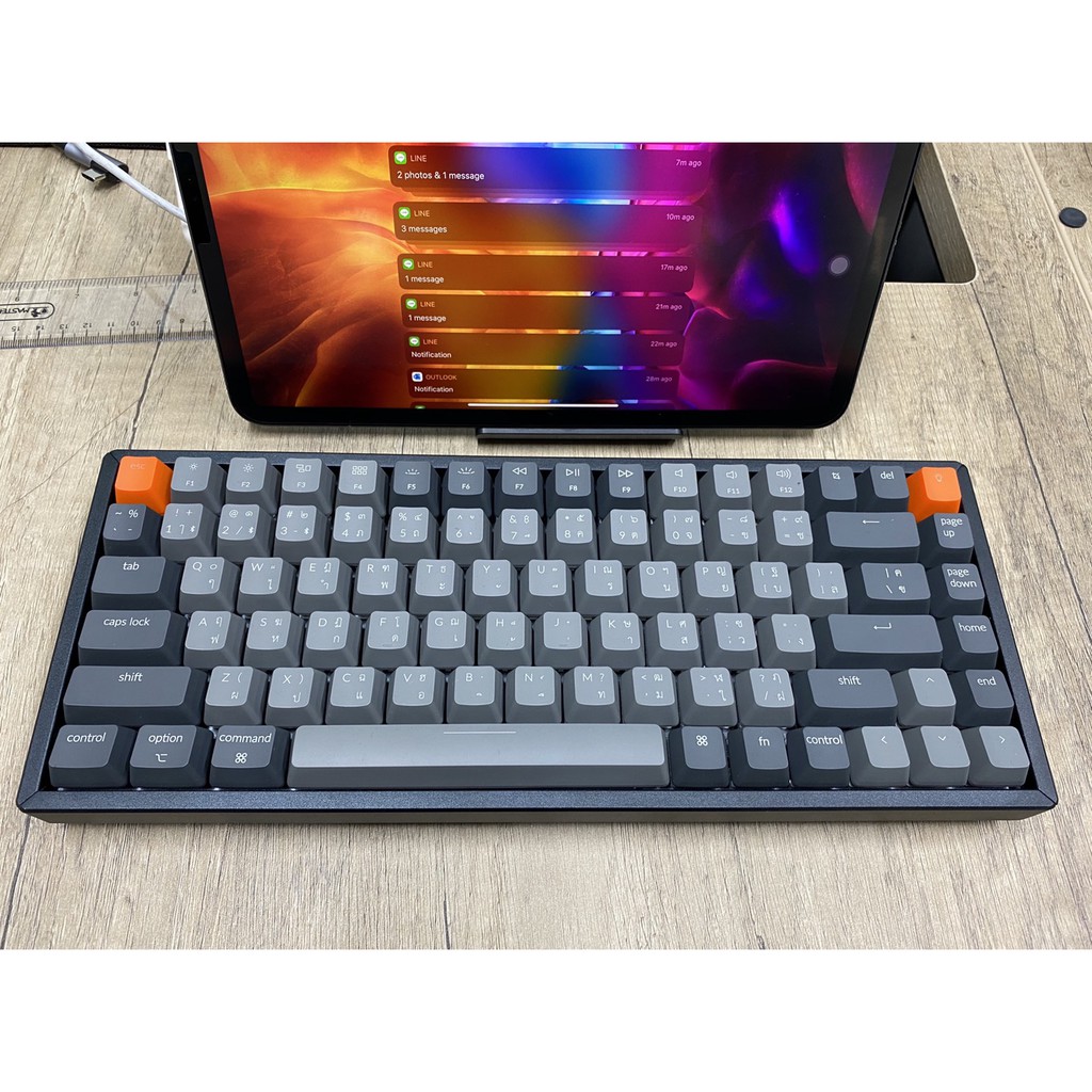 Keychron K2 V2 Wireless Mechanical Keyboard (Red TH/ENG) (Light Grey Color) #1