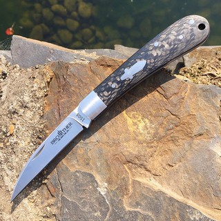 มีดพับ (pocket knife) มีดแคมป์ มีดพก Brother 1508 ใบ 3.2" เหล็ก VG10, Lock back ด้าม Carbon fiber