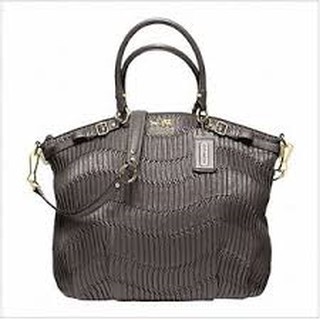 Coach 33371 MADISON GATHERED LEATHER LINDSEY สี brass/grey ของแท้