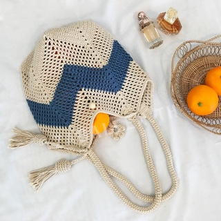 knit - พร้อมส่ง กระเป๋าถัก กระเป๋าสาน สไตล์มินิมอล Tote bag, handmade 100%