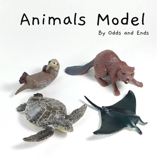 Animal Model mini figure โมลเดลสัตว์ ตุ๊กตาสัตว์ขนาดเล็ก กระเบน นาก เต่าทะเล บีเวอร์ beaver stingray otter sea turtle