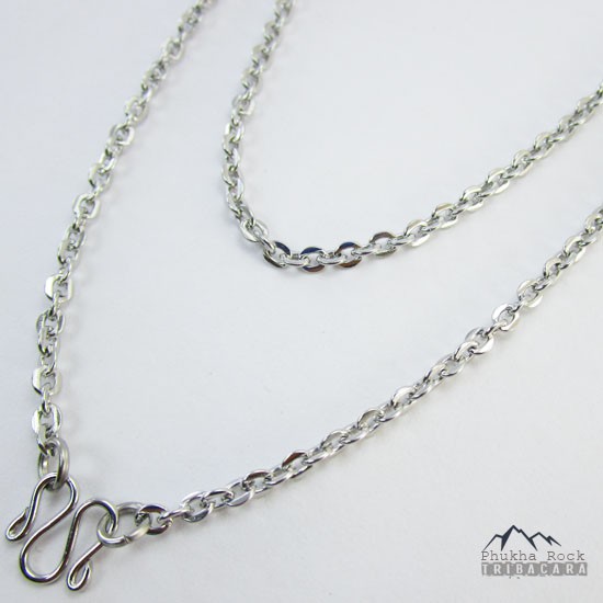 J23 ลายโซ่ฝรั่ง ขนาด 3 มม. สร้อยคอ ห้อยพระ สร้อยสแตนเลสแท้ สร้อยพระ stainless necklace