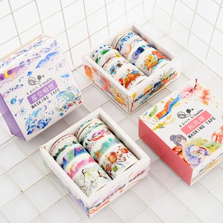 เทปสติ๊กเกอร์ Washi สําหรับติดตกแต่งกล่อง (10 ชิ้น / ชุด)