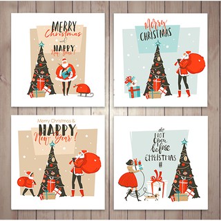 (มี 4 แบบให้เลือก) การ์ดอวยพรวันคริสมาตร์ และปีใหม่   (Christmas and Newyear) + ซอง