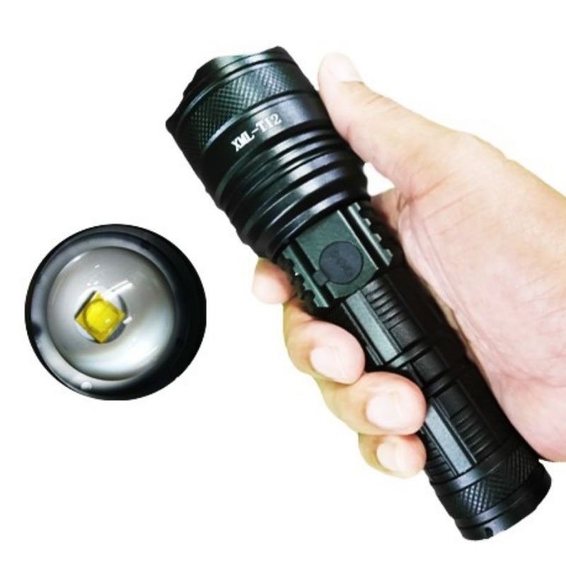 ไฟฉายแรงสูง T12 สว่างตาแตก XML-T12 (USA) สว่างกว่าT6 (6เท่า) สว่างกว่า T9(2 เท่า) 69000W/90000 Lumen