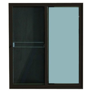 Aluminum door ALUMINIUM DOUBLE SLIDING DOOR WITH SCREEN ONE STOP F8 160X205CM LIGHT BROWN Door frame Door window ประตูอล